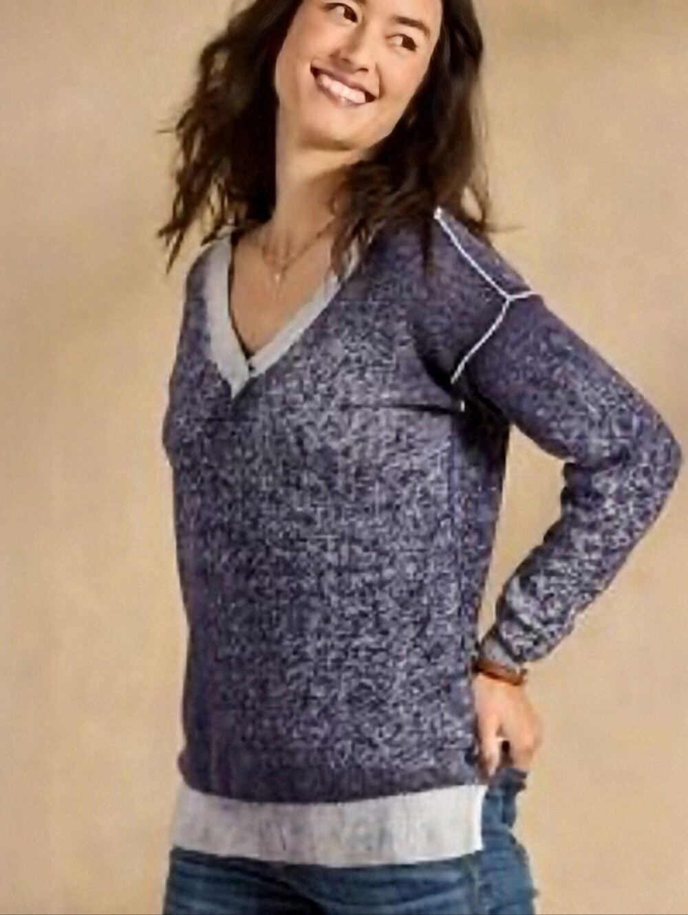 🆕 SUNDANCE "SAMANTHA" PURPLE WHITE TIE DYE DISTRESSED COTTON V-NECK SWEATER